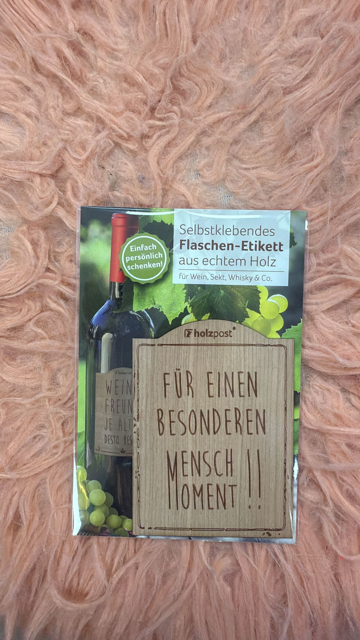 Flaschen-Etikett - Für einen besonderen Mensch Moment, selbstklebend