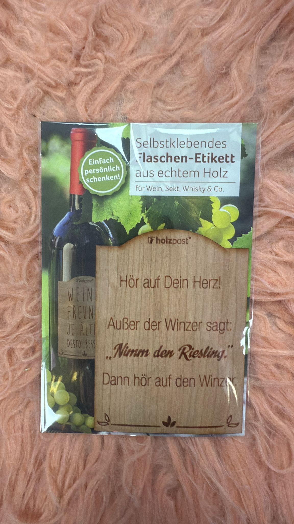 Flaschen-Etikett - Hör auf Dein Herz!, selbstklebend
