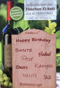 Flaschen-Etikett - Happy Birthday, selbstklebend