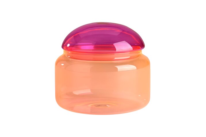 Voile, Glasdose, L, Borosilikatglas, pink/orange