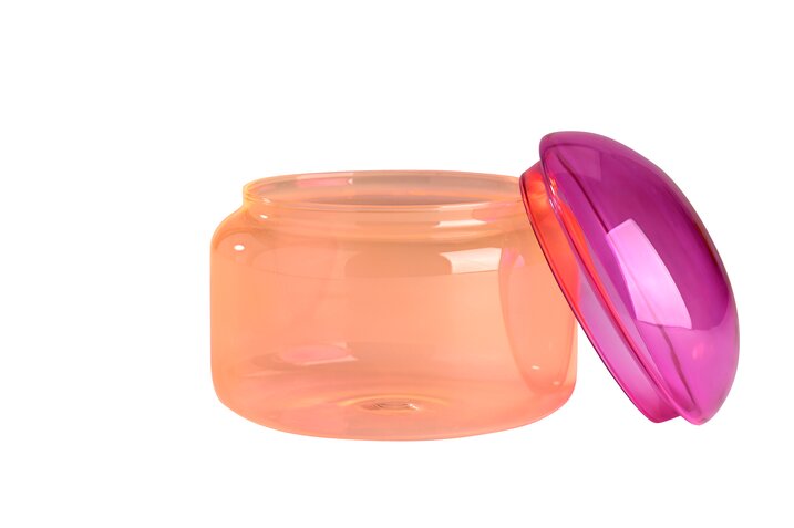 Voile, Glasdose, L, Borosilikatglas, pink/orange