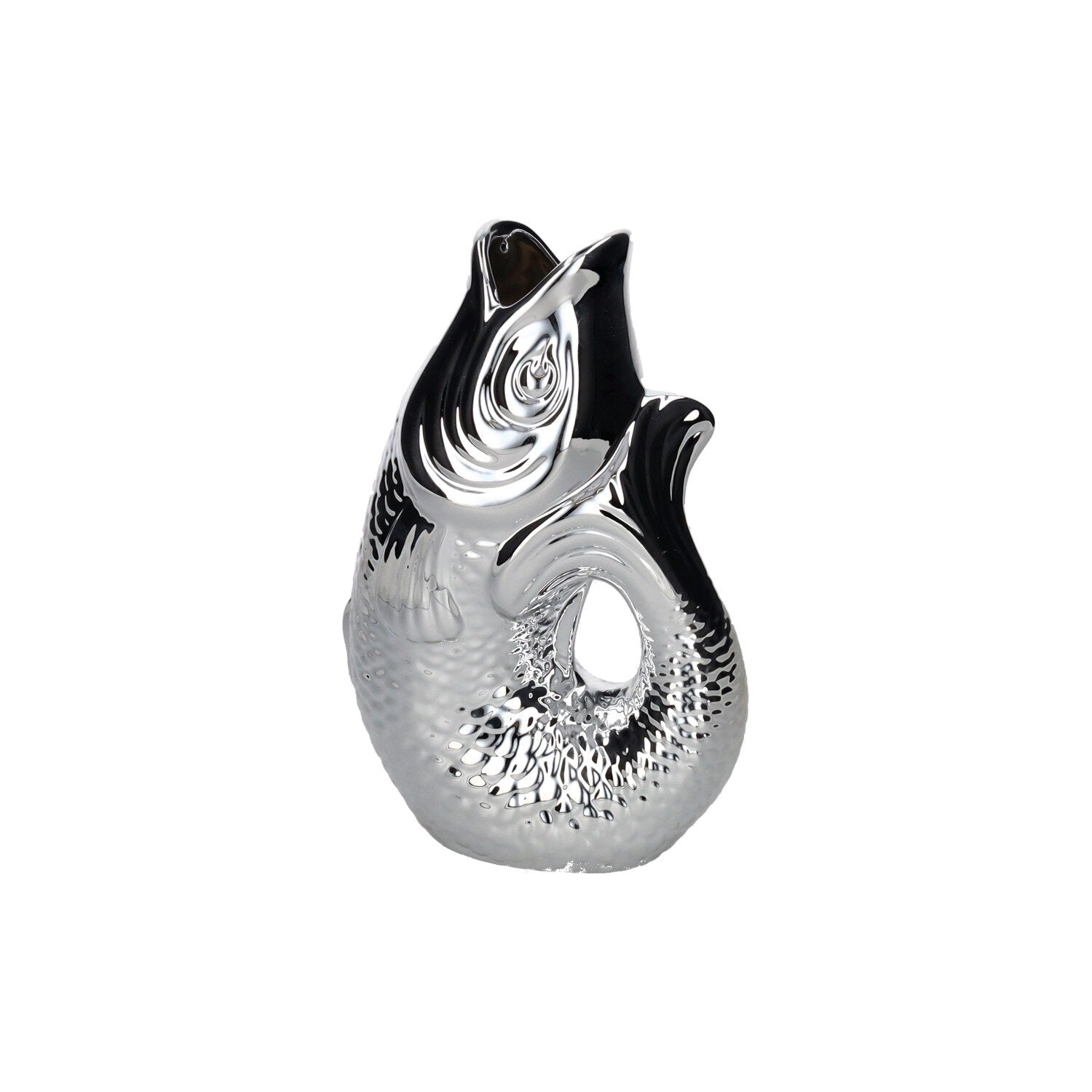 Monsieur Carafon, Fisch, Vase, S, silber, 1,2 Liter