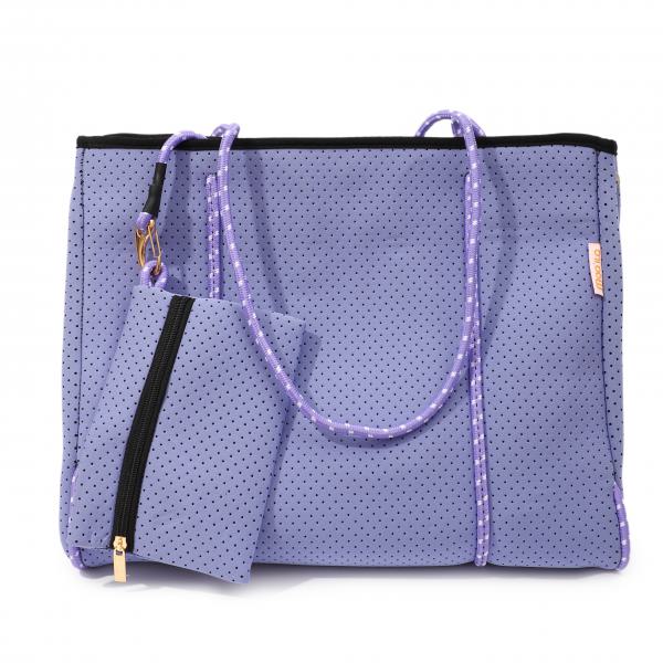 Neopren Tasche L Flieder - Beige
