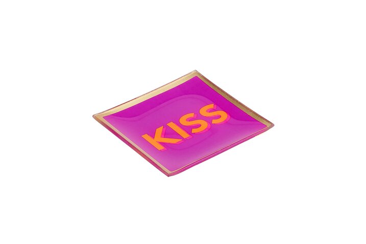 Love Plates, Glasteller S, Kiss, fuchsia