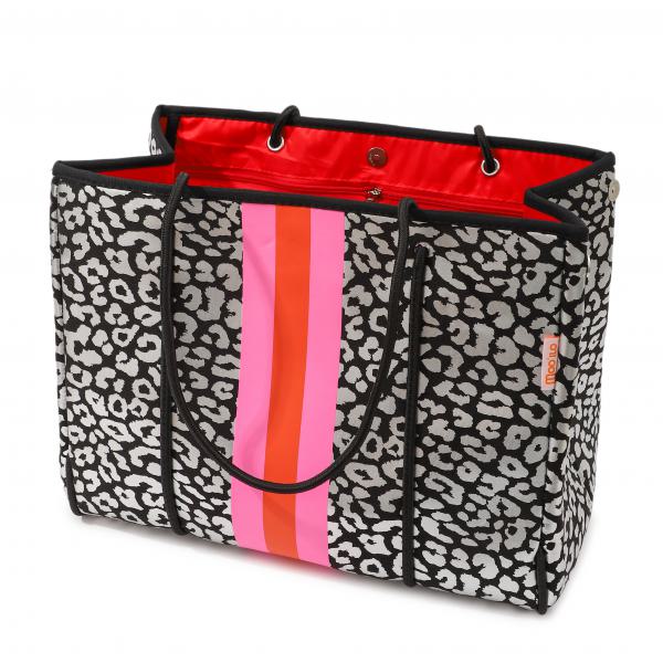 Neopren Tasche Leo Metallic L Black - Silber / Rot