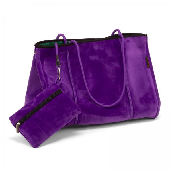Samt Tasche L Lila