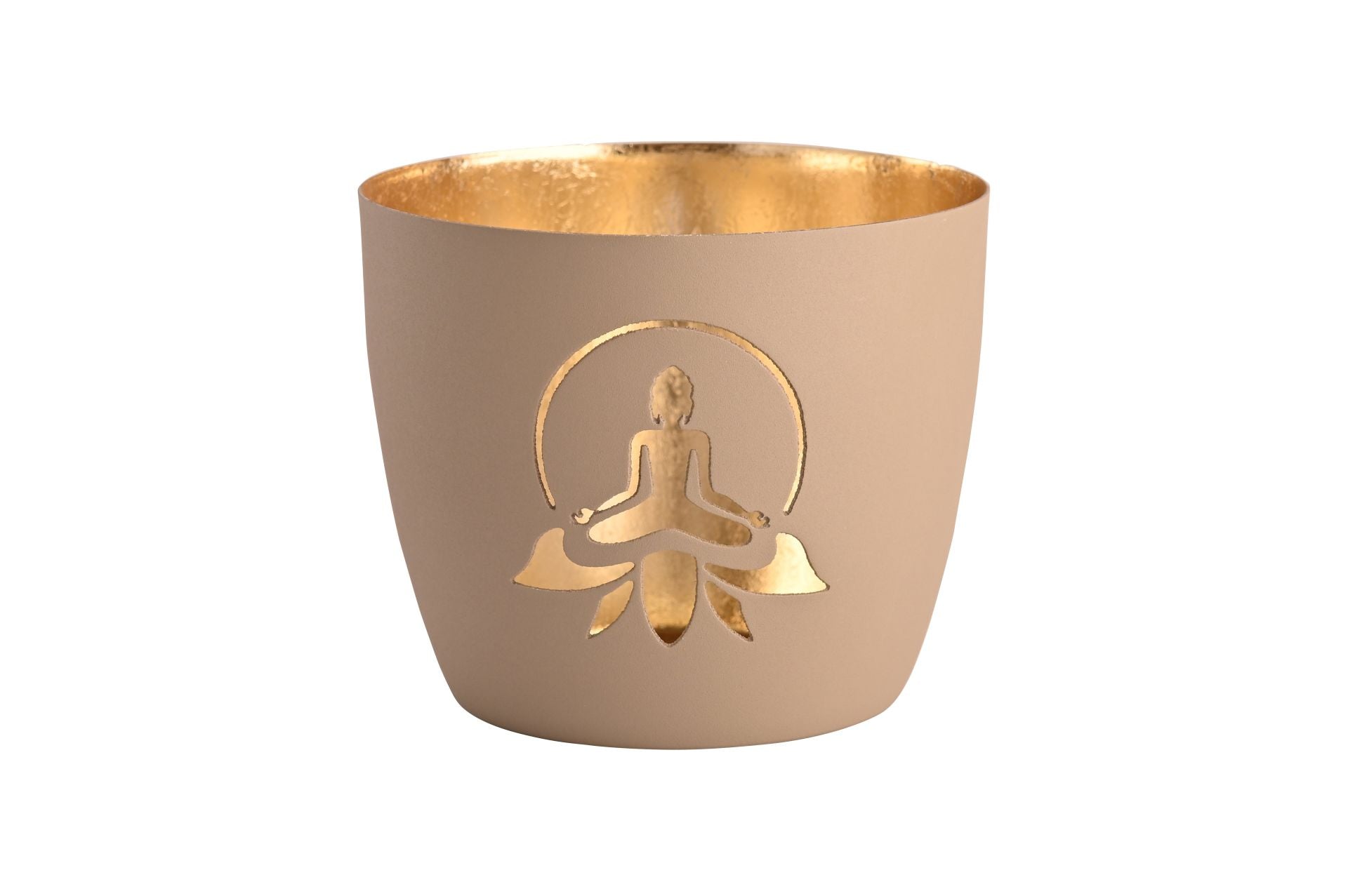 Madras, Windlicht, M, Motiv: Lotus Yoga Silhouette