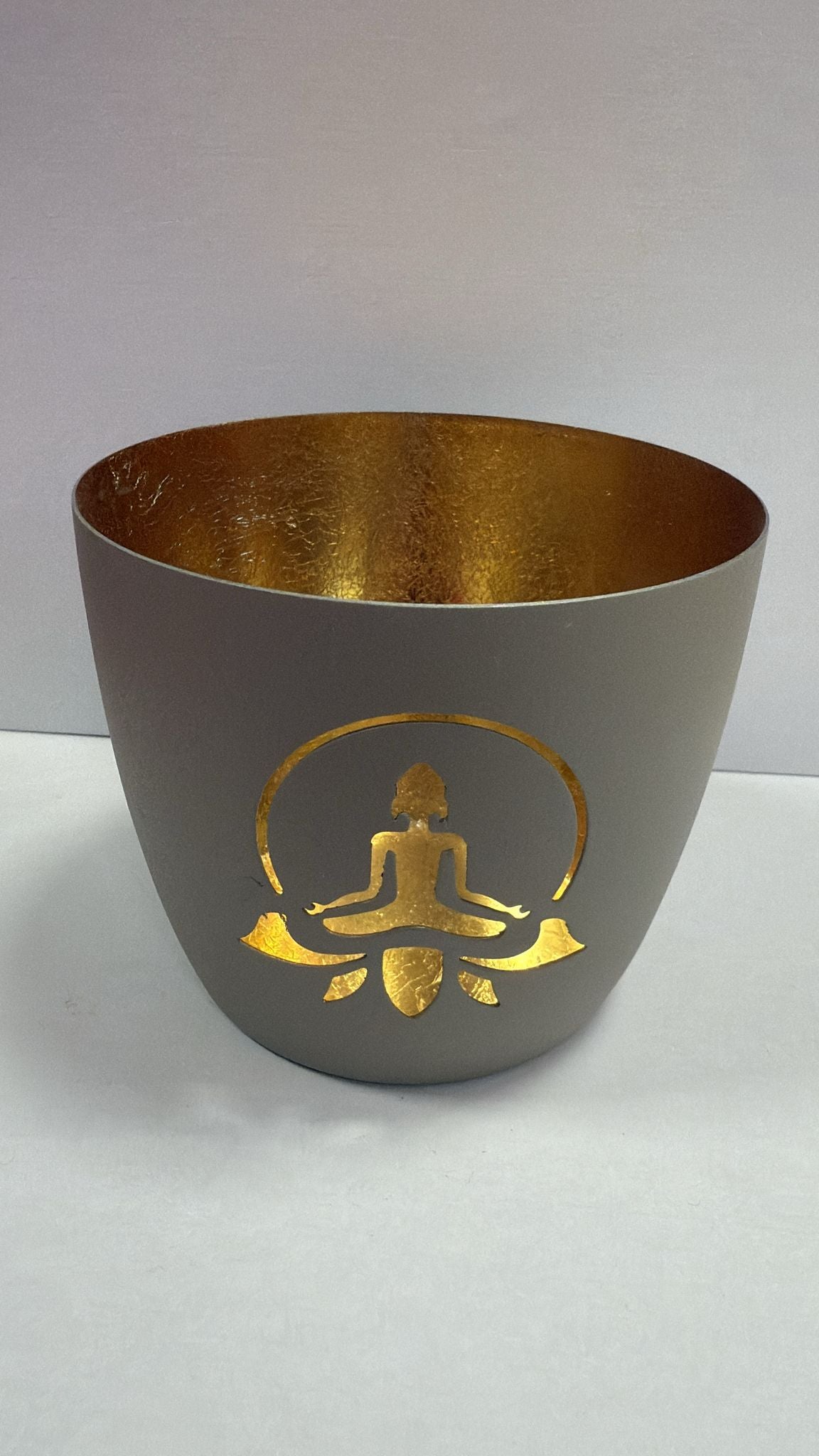 Madras, Windlicht, M, Motiv: Lotus Yoga Silhouette