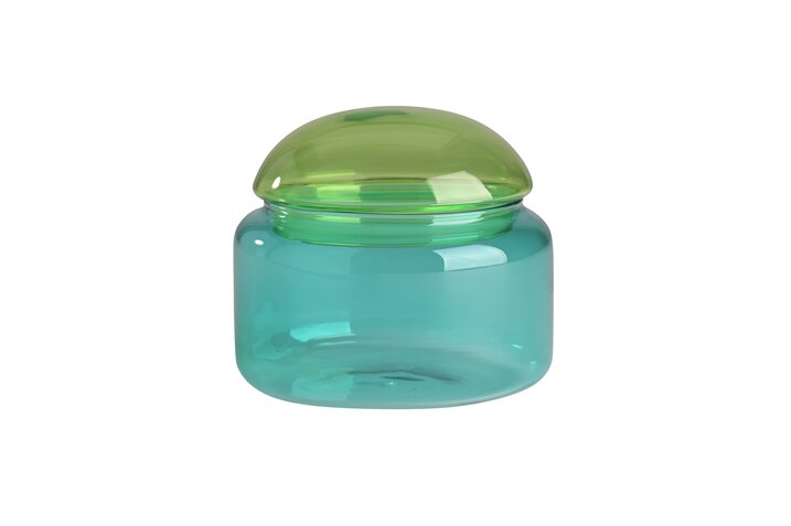 Voile, Glasdose, M, Borosilikatglas, grün/blau