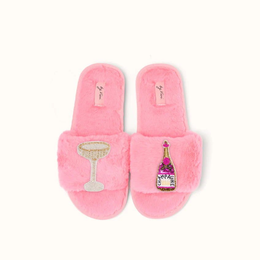 Broschenpaar für Slipper: Champagner Pink