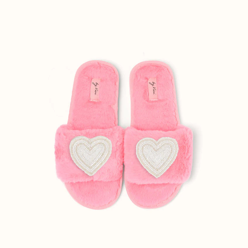 Broschenpaar für Slipper: Weißes Herz