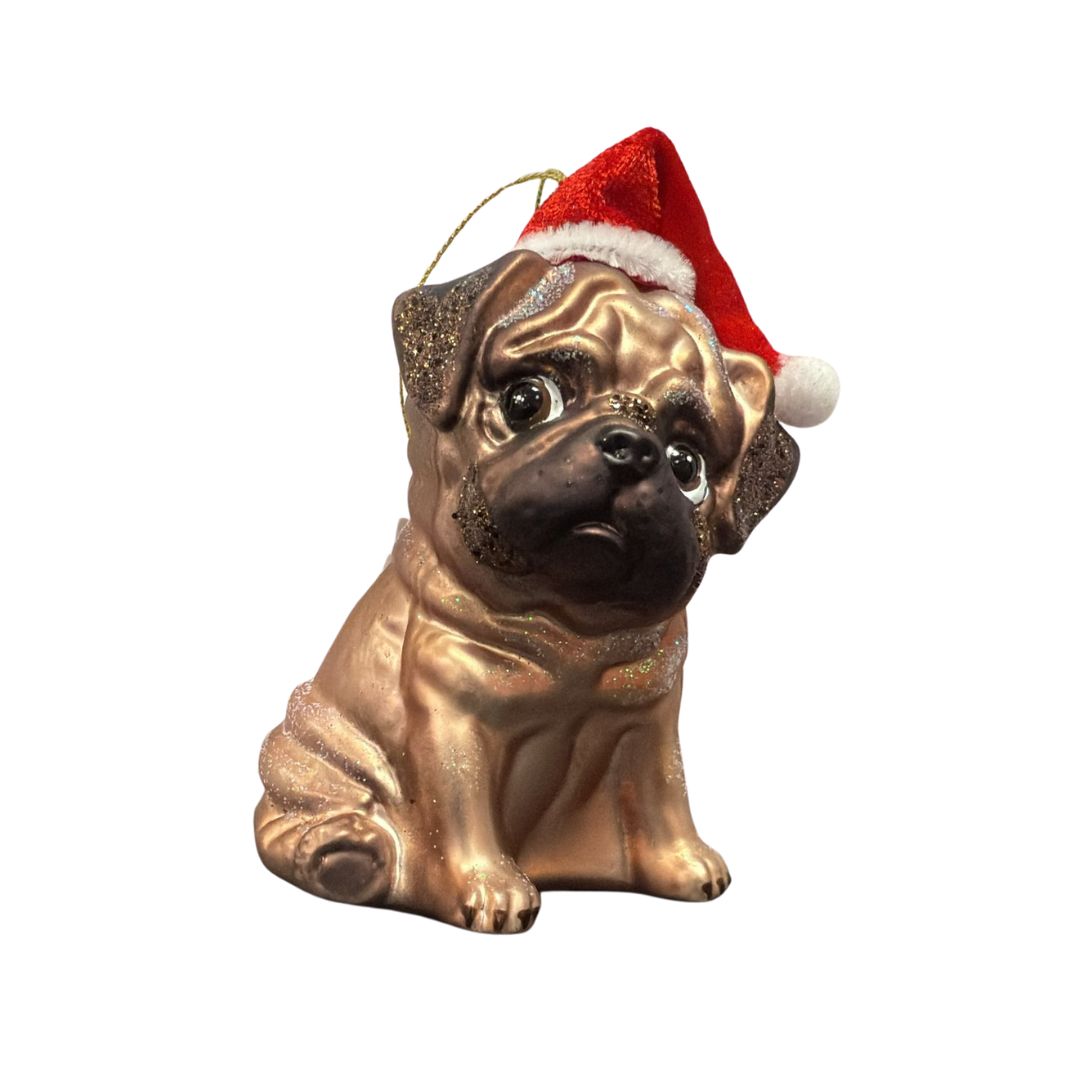 Hänger Mops mit Santa Mütze