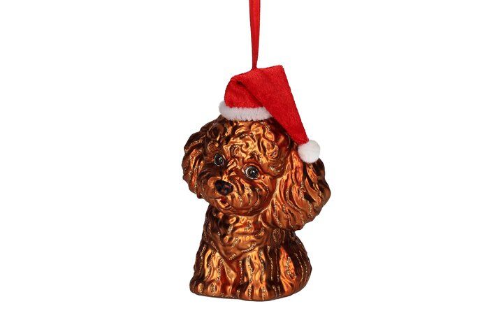Hänger Pudel mit Weihnachtsmütze