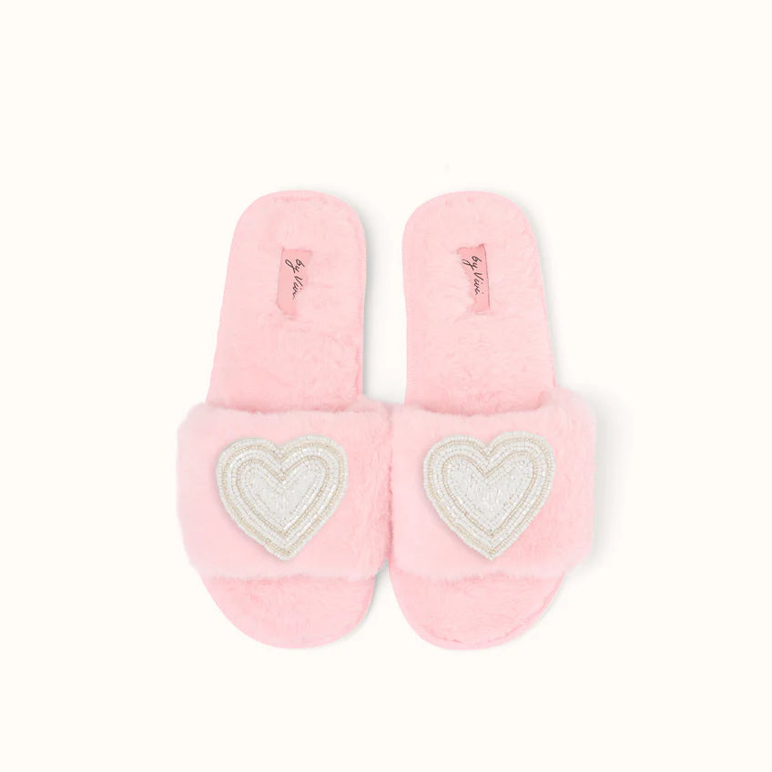 Broschenpaar für Slipper: Weißes Herz