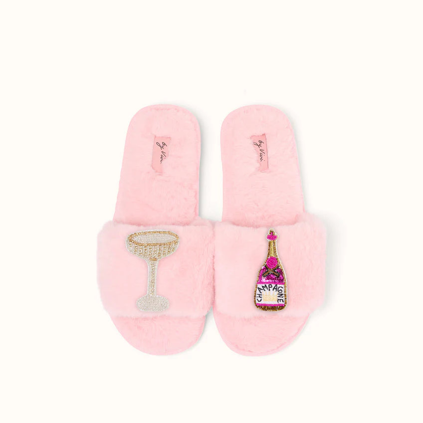 Broschenpaar für Slipper: Champagner Pink