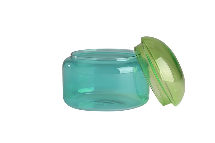 Voile, Glasdose, M, Borosilikatglas, grün/blau