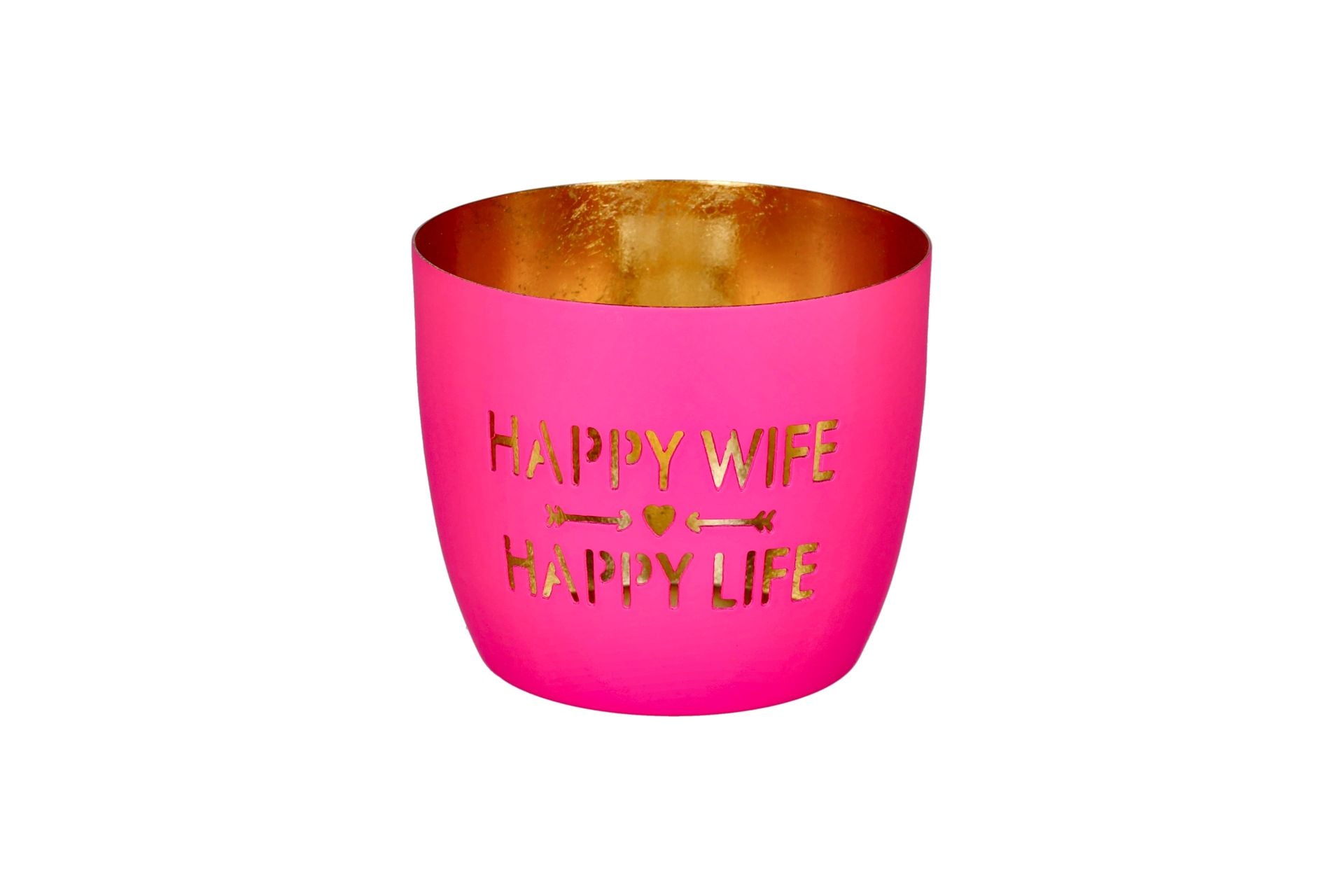 Madras, Windlicht, M, Motiv: Happy wife, happy life