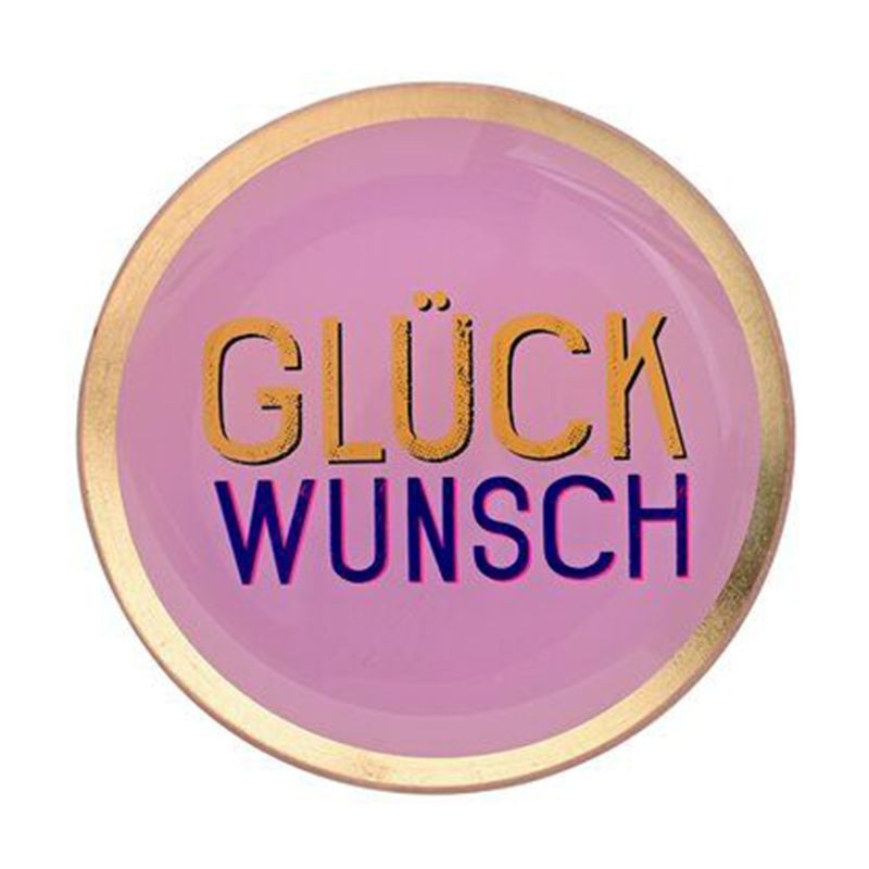Gift Company Glasteller "Glückwunsch",Rosa/Gold