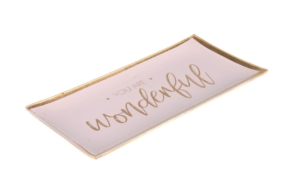 Love Plates, Glasteller, L, you are wonderful, rosa