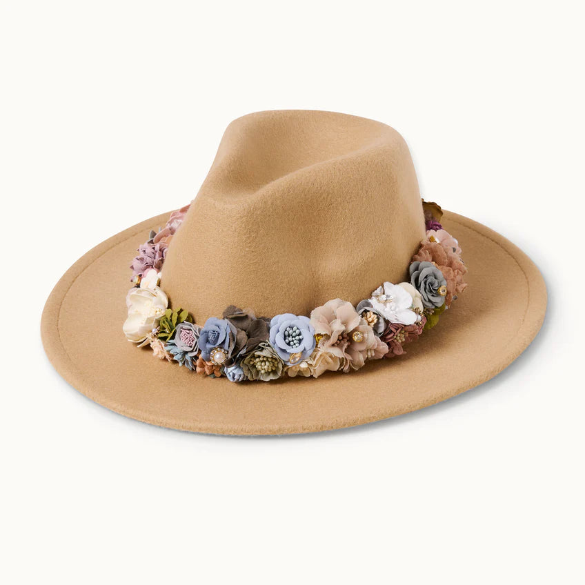 Hut Beige mit Blumen