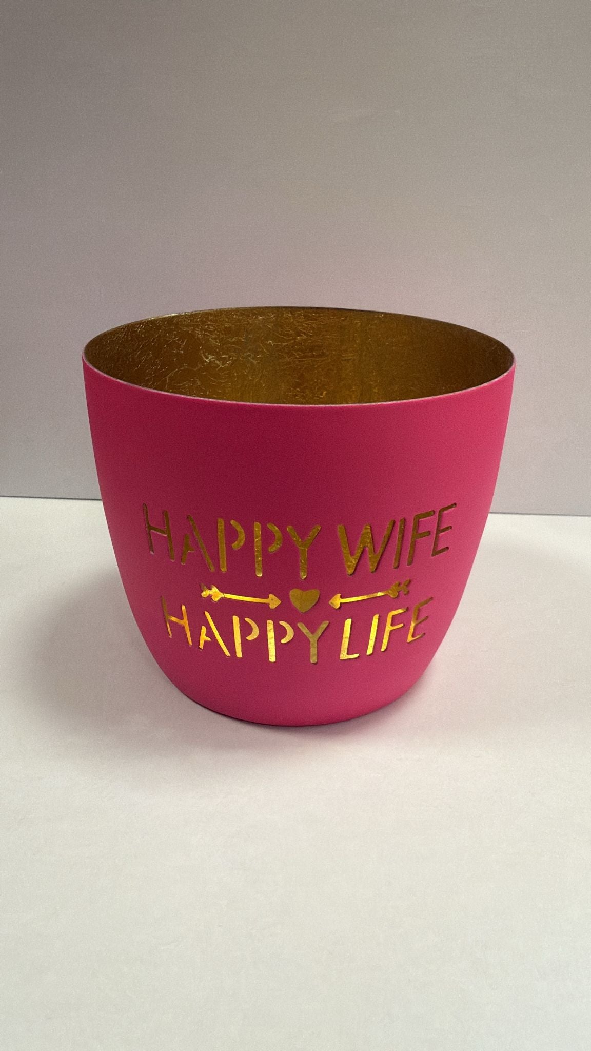 Madras, Windlicht, M, Motiv: Happy wife, happy life