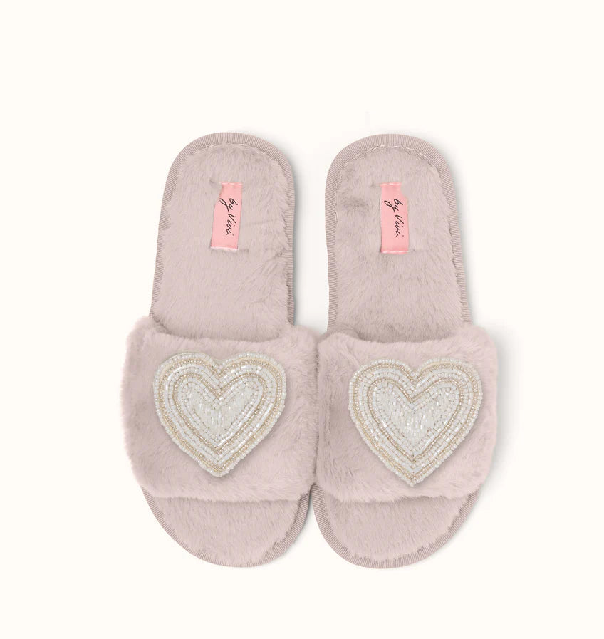 Broschenpaar für Slipper: Weißes Herz