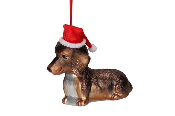 Hänger Dackel mit Weihnachtsmütze
