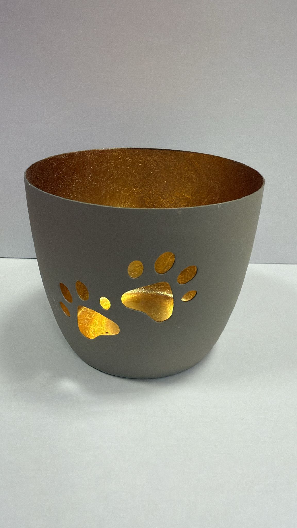 Madras, Windlicht, M, Motiv: Pfoten, sandstone/gold